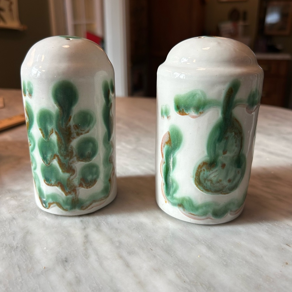 MA Hadley Pottery Pear and Grape Salt and Pepper Shakers